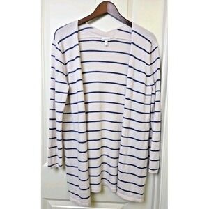 Garnet Hill 100% Cashmere Striped Open Front Cardigan Sweater Size L Luxury
